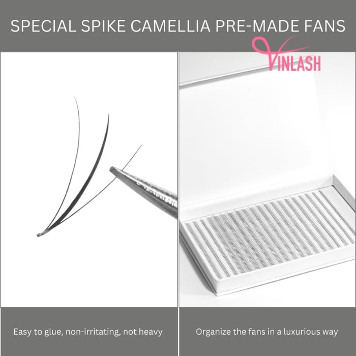 Special spike camellia pre-made fans black mix 8 compartments VLV052-1
