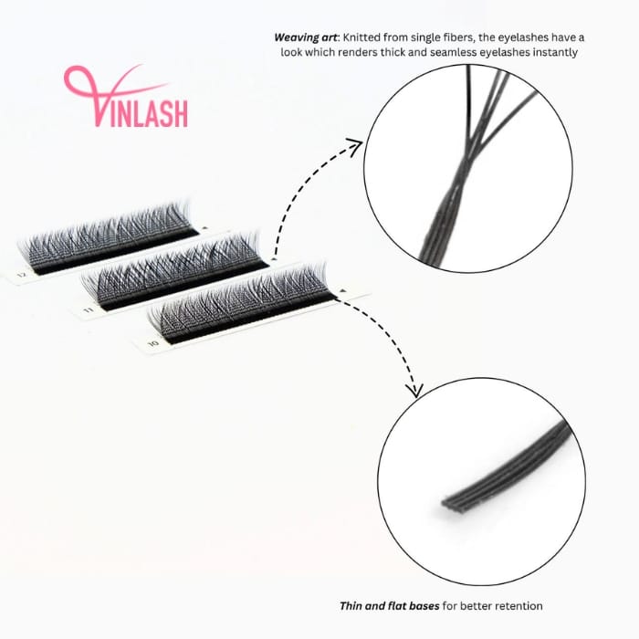 4D W clover eyelash extensions black 16 lines VLV064-1