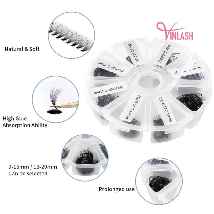Super-narrow pre-made fans 3D to 20D black mix 8 compartments VLV022-1